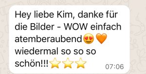 Begeistertes Whats App Feedback zu einem Fotoshooting